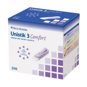 Unistik 3 Comfort finger pricking blood sampling device AT1042 (Box of 100)