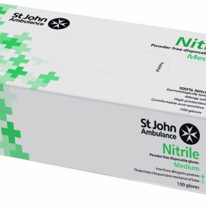 St John Ambulance Nitrile Powder Free Gloves Medium (Box of 100)