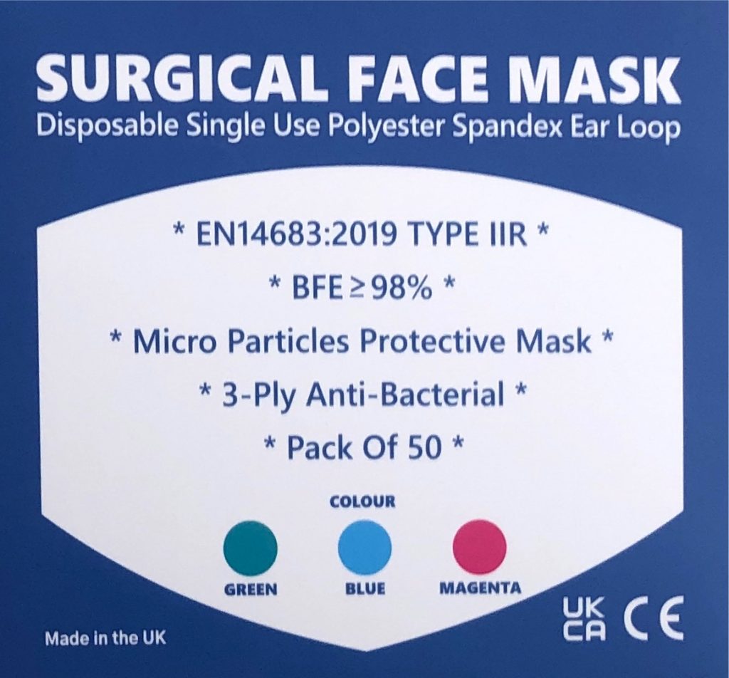 Surgical Face Masks Type Iir Certified Pack Of 50 Made In Uk Mk Medicals Uk 7597