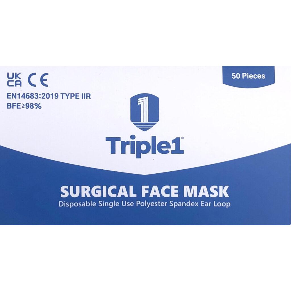 Surgical Face Masks Type IIR Certified (Pack of 50) Made in UK MK