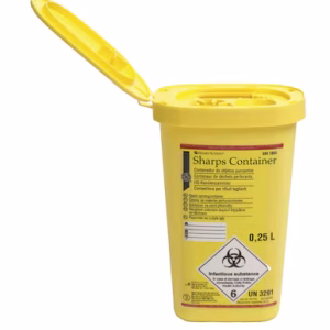 HS yellow sharps container 0.25L