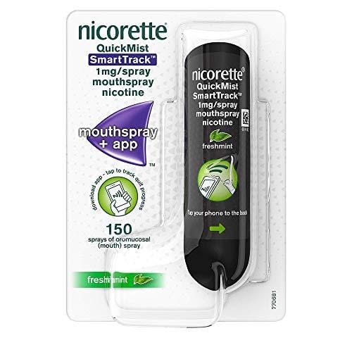 Nicorette QuickMist SmartTrack 1mg Fresh Mint mouth spray single 150 sprays with app connectivity – NRT for craving relief